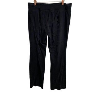 Eileen Fisher Womens Black Low Rise Cotton Pull On Straight Leg Ankle Pants LARG